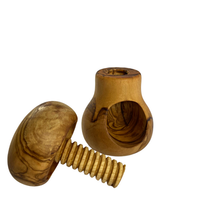 Nutcracker in the shape of a mushroom in olive wood - Screw mechanism - Kitchen utensil - 10 x 6 cm