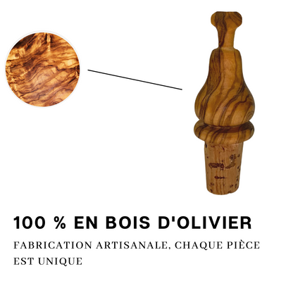 Bouchon de bouteille en bois d'olivier et liège - 10 cm