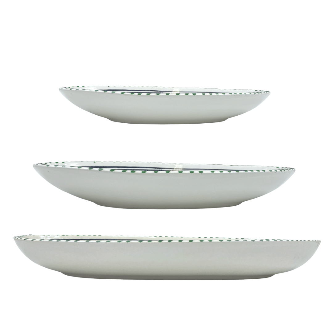Plat de service en céramique fabriqué à la main - Jileni Vert - Ovale - Disponible en différentes tailles