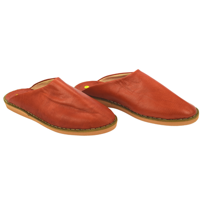 Traditional comfortable and resistant leather slippers for women - Color Orange