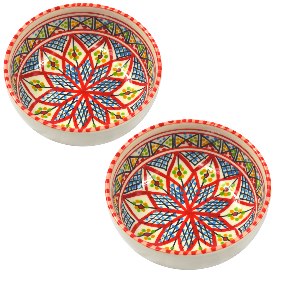 Handcrafted ceramic bowl - Red Chabka - Set of 2 or 4 - Available in different sizes