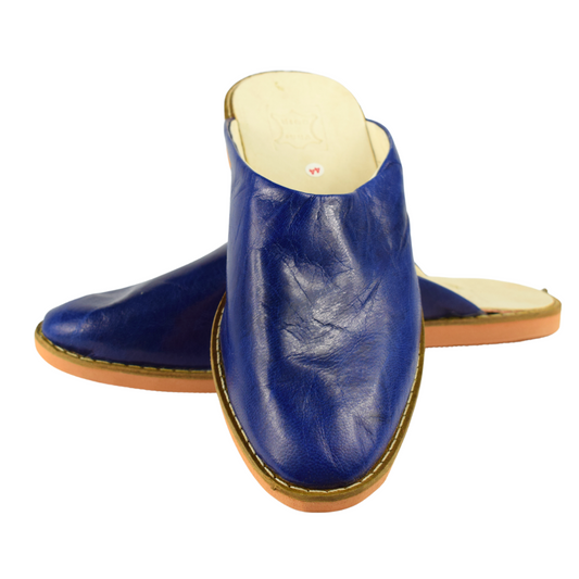 Traditional comfortable and resistant leather slippers for men - Color Blue