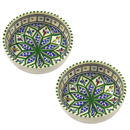 Handcrafted ceramic bowl - Jileli Vert - Set of 2 or 4 - Available in different sizes