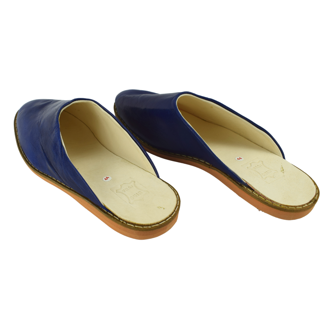 Traditional comfortable and resistant leather slippers for men - Color Blue