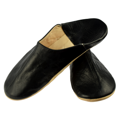 Comfortable traditional slippers in soft leather for women - Color Black