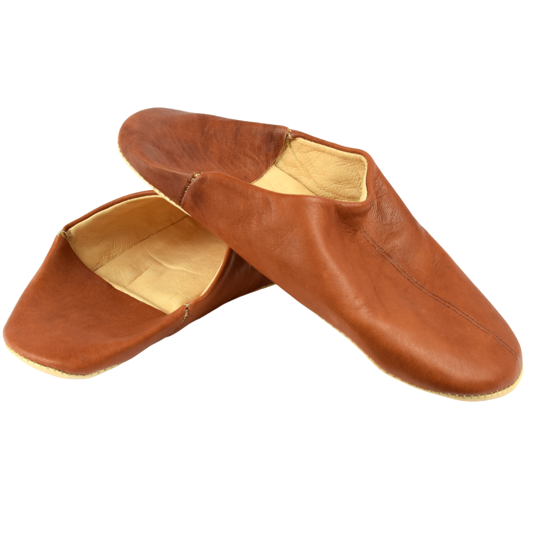 Comfortable traditional slippers in soft leather for women - Color Dark Brown