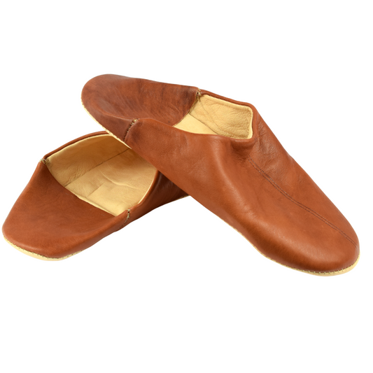 Comfortable traditional slipper in soft leather for men - Color Dark Brown