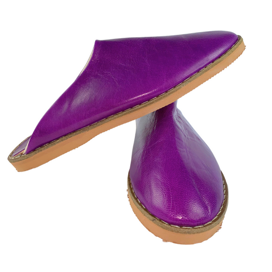 Babouche traditionnelle en cuir confortable et résistante pour femme - Coloris Violet